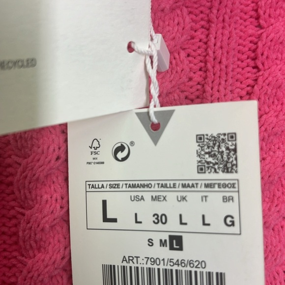 Zara - NWT Pink Knitted Chenille Spaghetti Strap Mini Dress Size Large - Picture 10 of 12